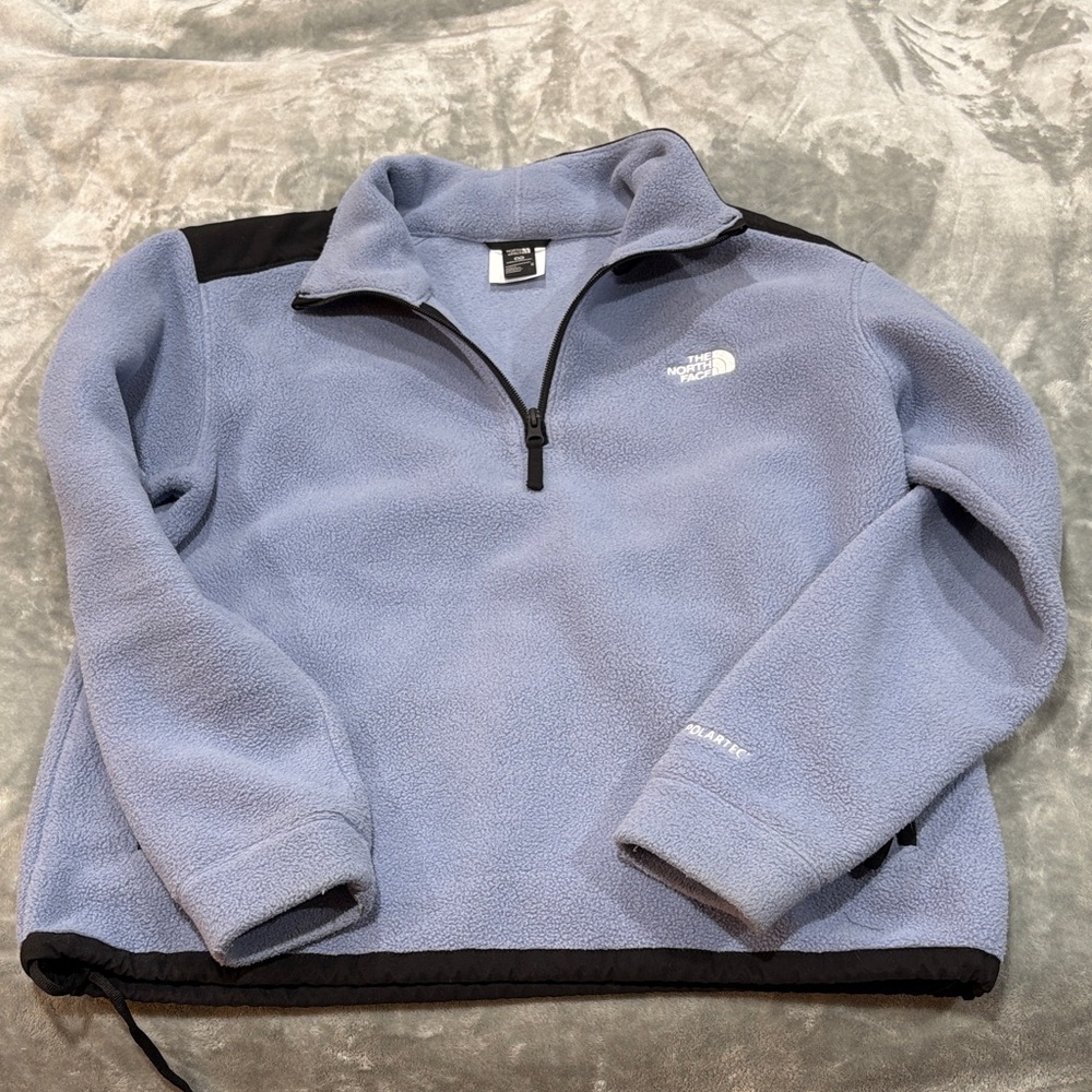 The North Face Powder Blue Quarter-Zip Fleece with Black Trim
